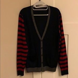 AT-20 navy/red contrast cardigan